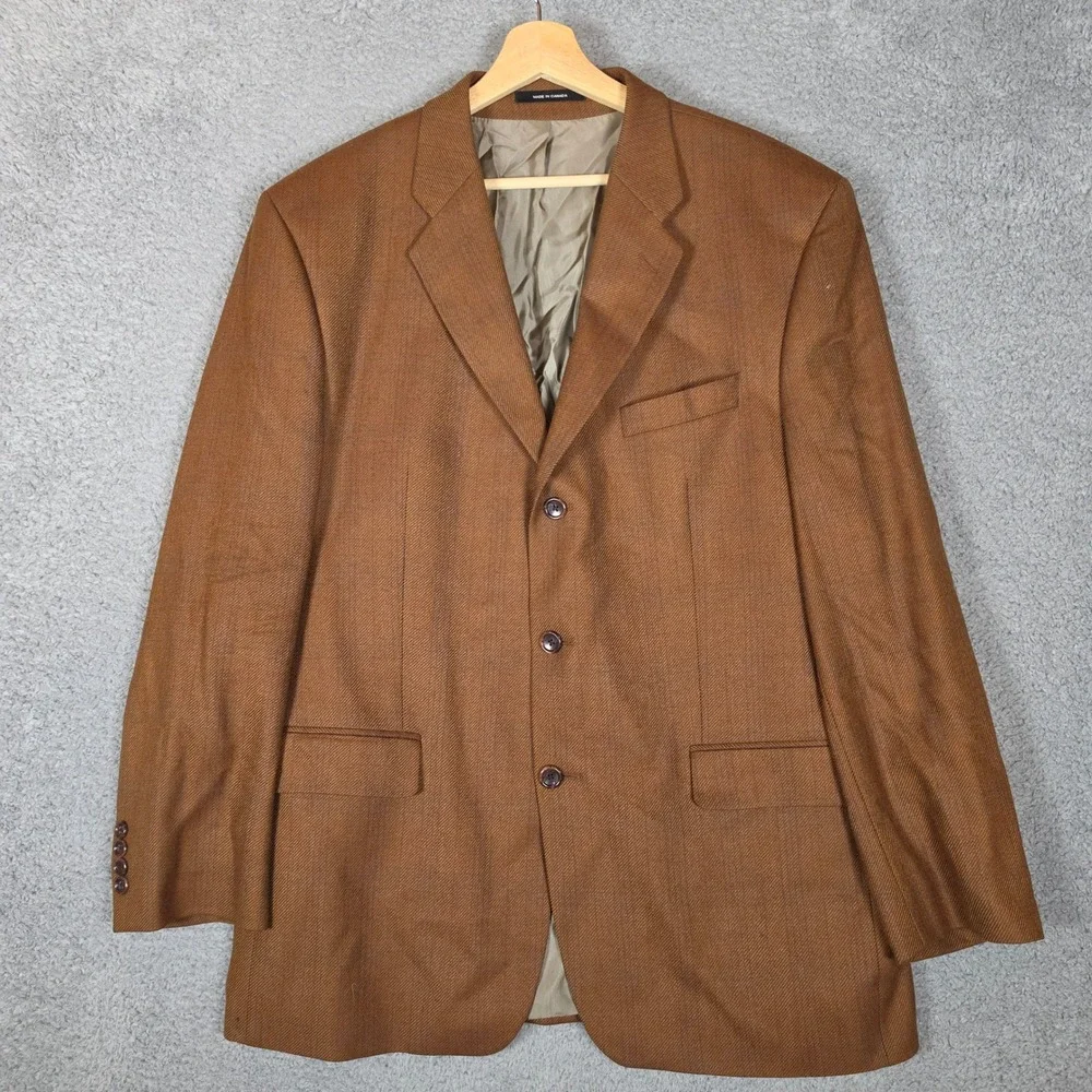 Phillip Barnett Blazer Mens 46R Brown Excellent Woolmark Lambswool Made Canada